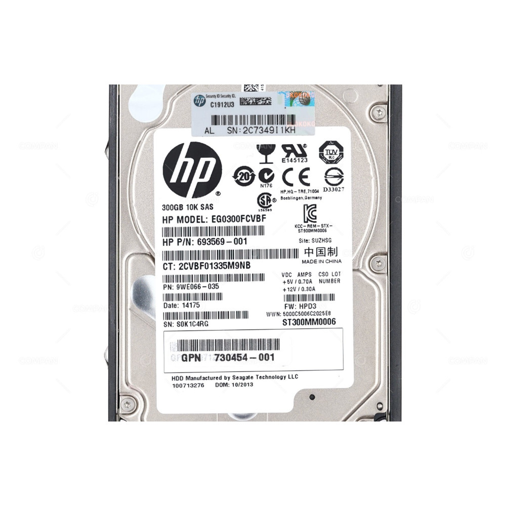 730709-001 HP HDD 300GB 10K SAS 6G DP 2.5" SFF HOT-SWAP